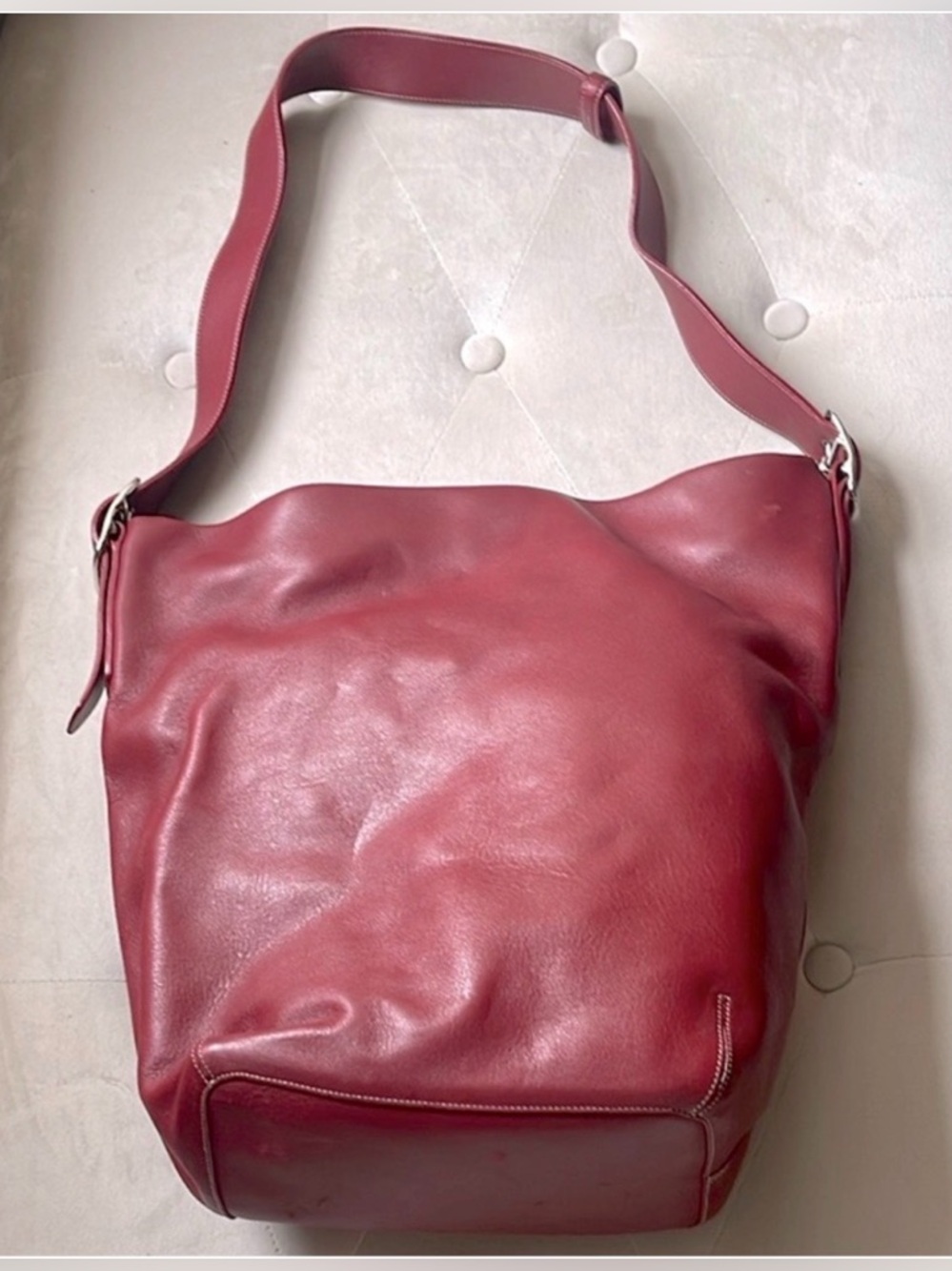 COACH red leather RARE Y2K bucket tote bag